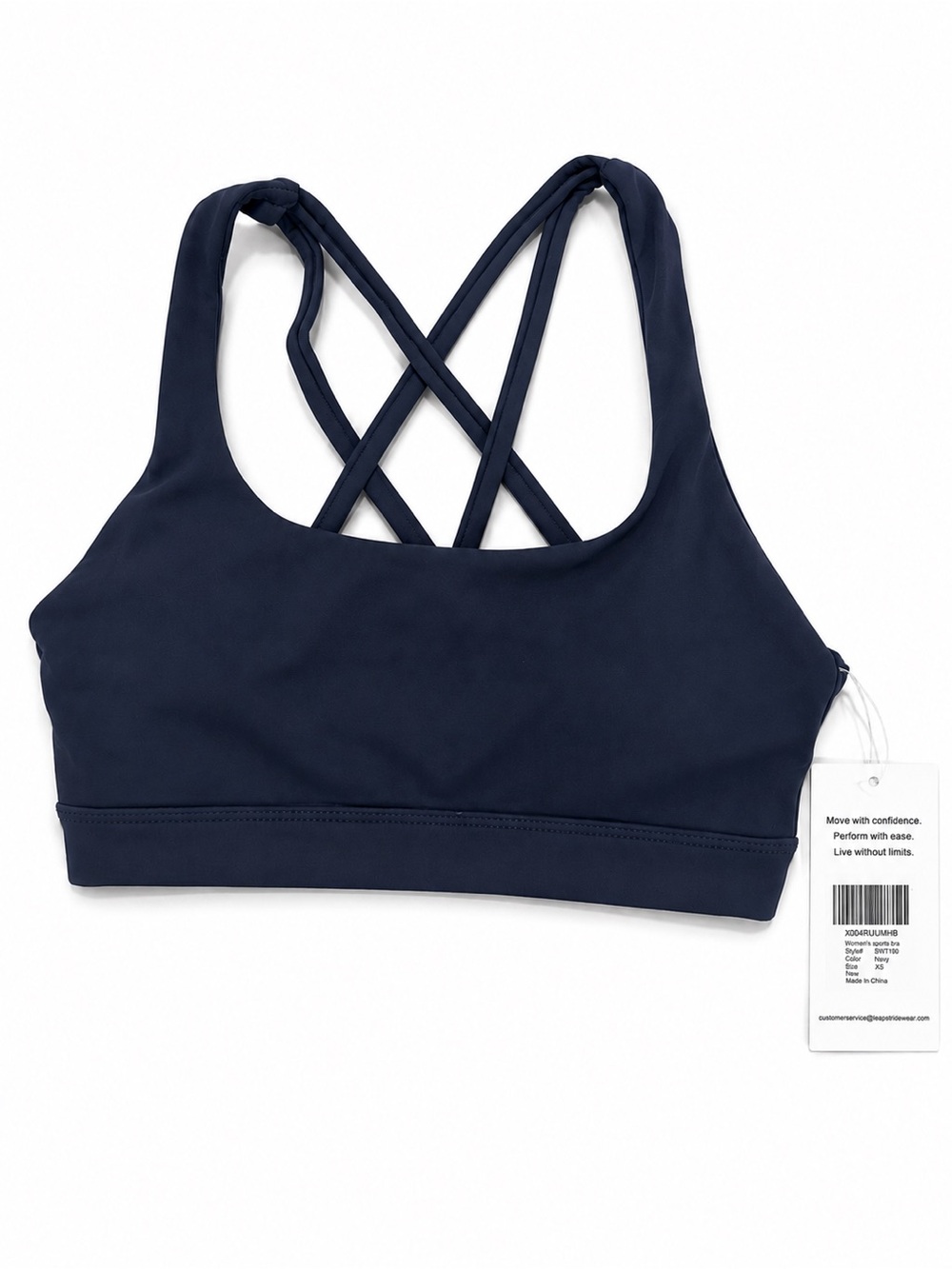 Leapstride NWT, navy, cross-back sports bra, size XS